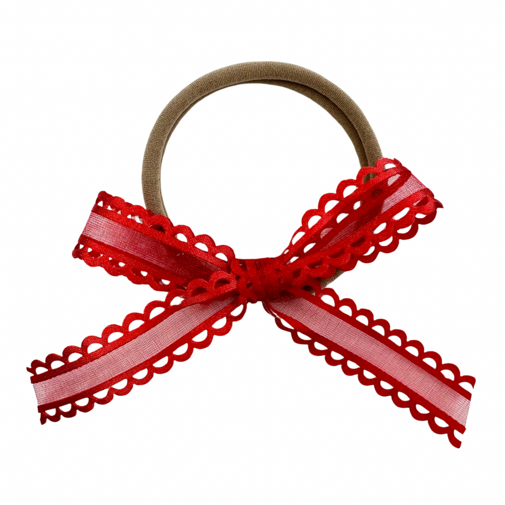 Red Scallop :: Ribbon Mini Explorer Bow