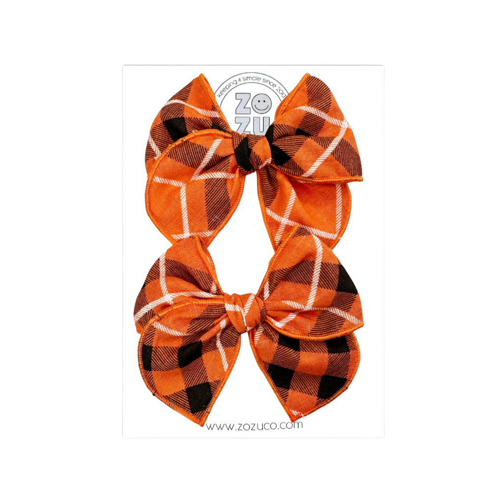 Pumpkin Plaid :: Mini Traveler Pigtail Set