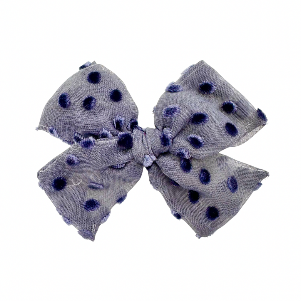 Midnight Blue Velvet Dot :: Mini Voyager Bow