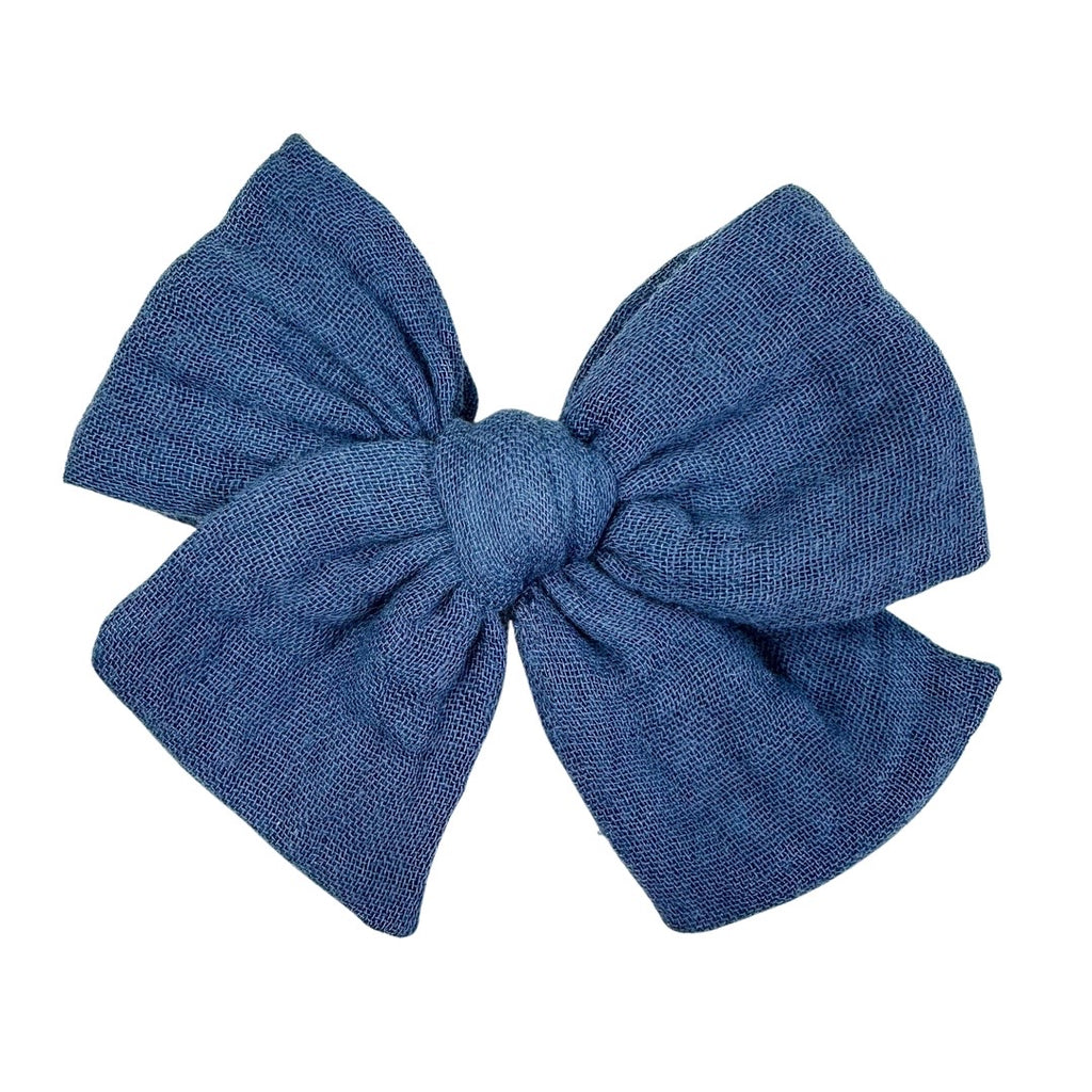 Classic Blue Double Gauze :: Mini Voyager Bow