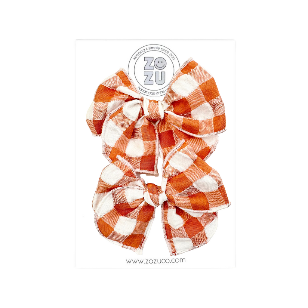 Rust Gingham :: Mini Traveler Pigtail Set