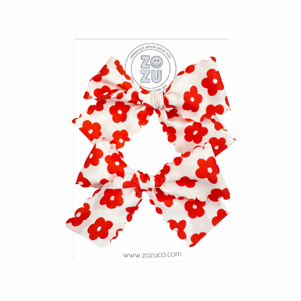 Red Daisy :: Mini Voyager Ribbon Pigtail Set