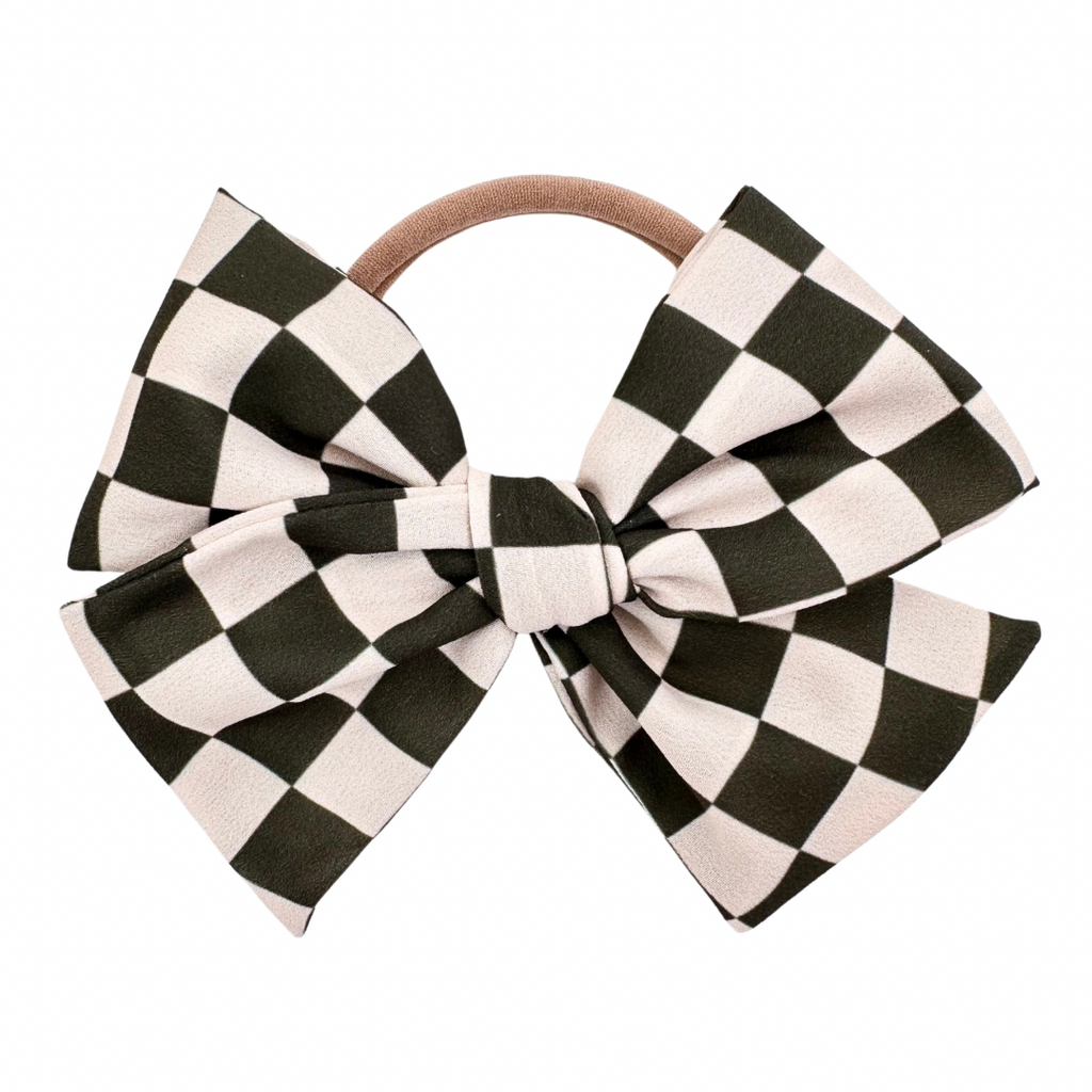 Black and Cream Check :: Voyager Bow