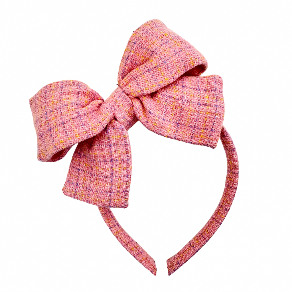 Pink Tweed Plaid :: Big Girl Headband