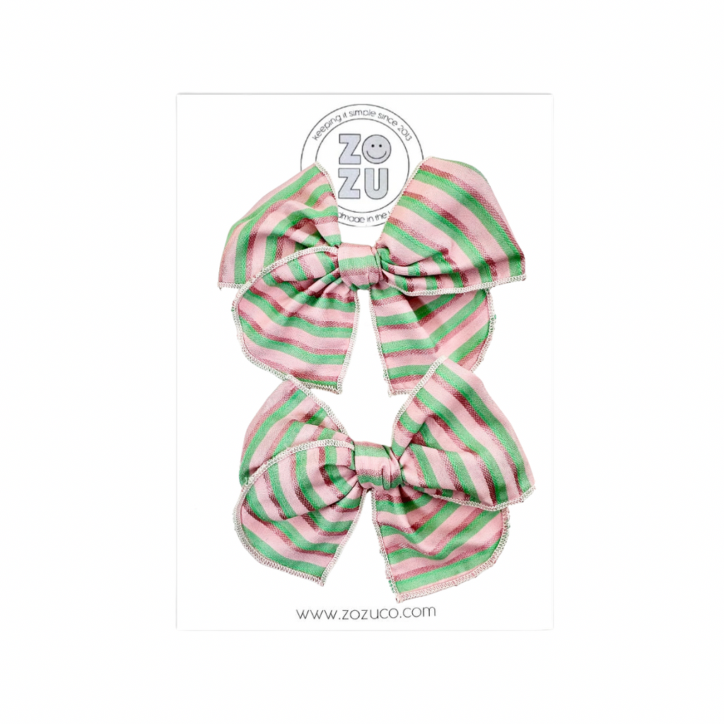 Mint & Metallic Pink Stripe :: Mini Traveler Pigtail Set