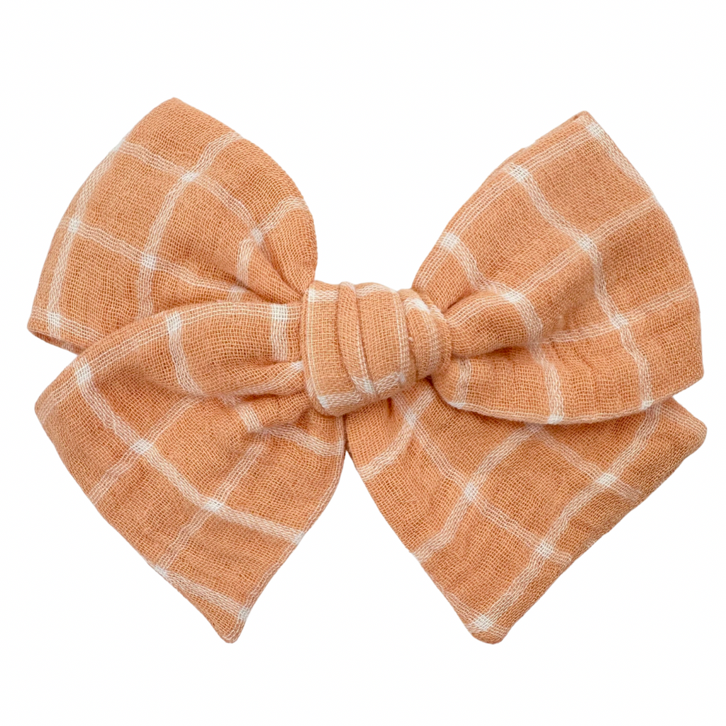 Apricot Grid Double Gauze :: Voyager Bow