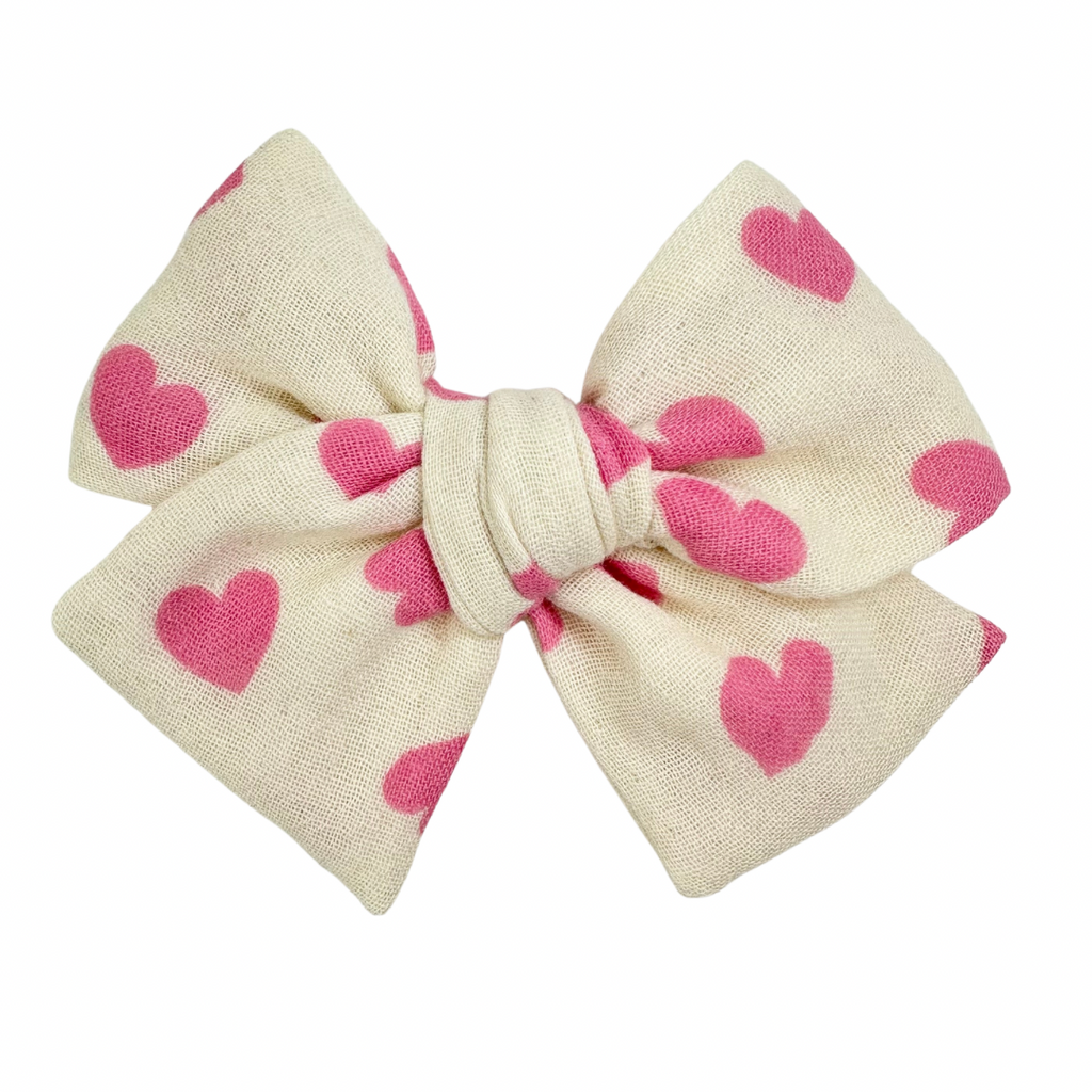 Hearts in Pink Double Gauze :: Mini Voyager Bow