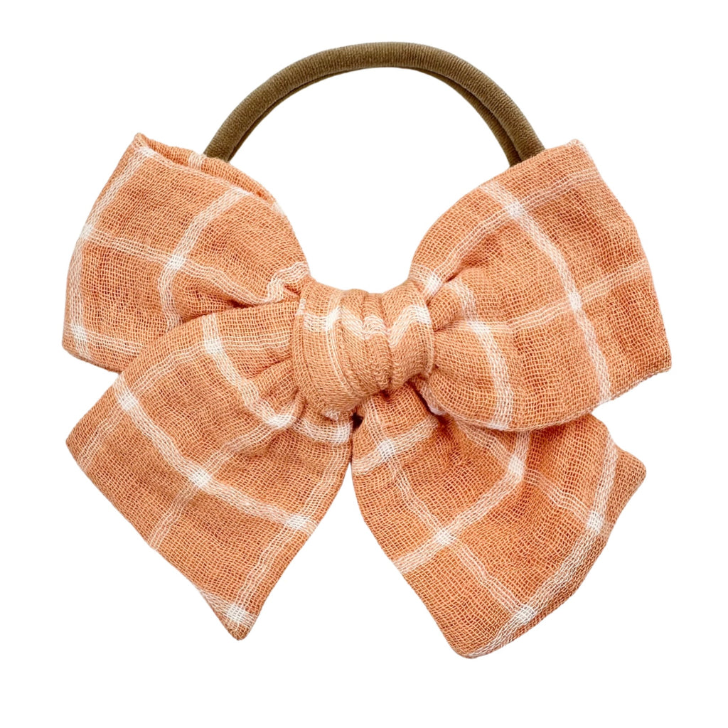 Apricot Grid Double Gauze :: Mini Voyager Bow