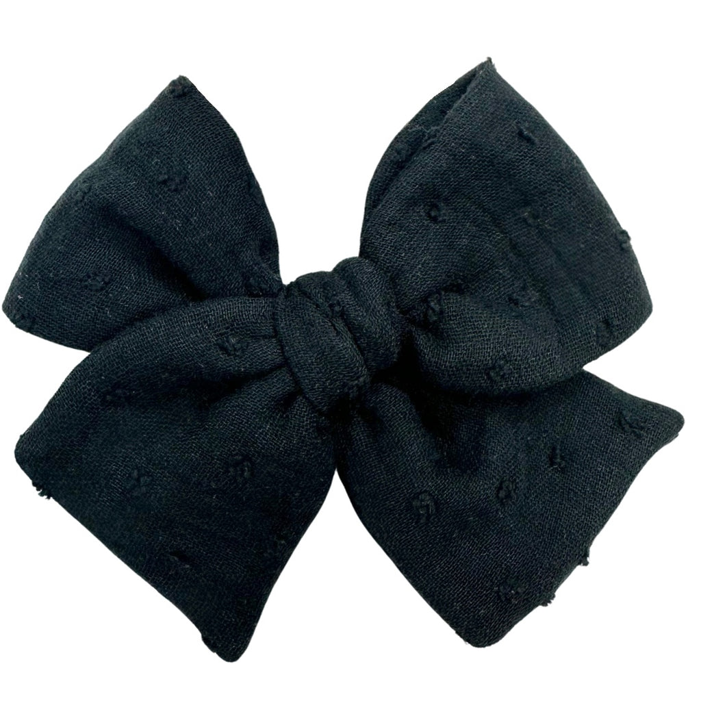 Black Swiss Dot Double Gauze :: Voyager Bow