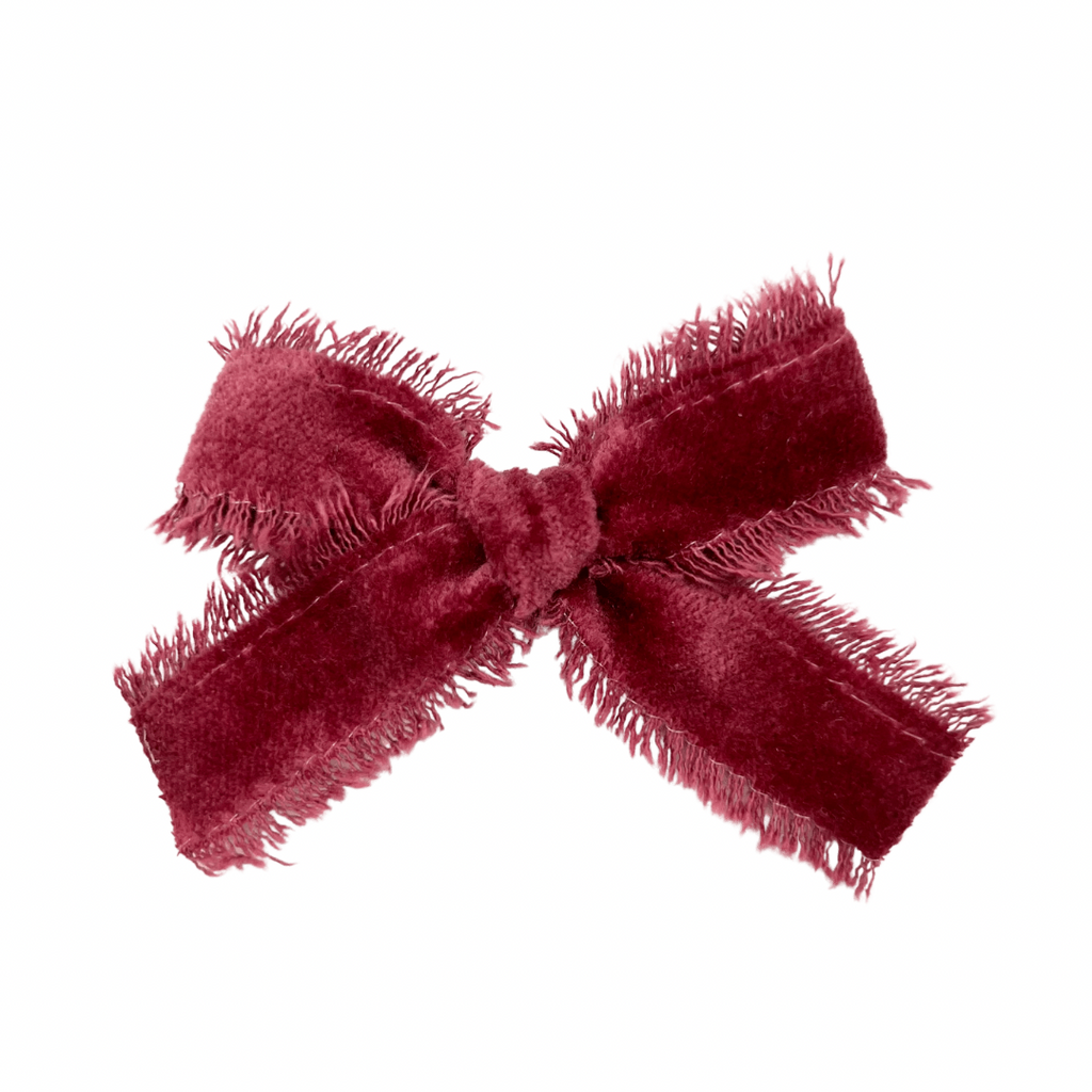 Wine Raw Edge Velvet :: Ribbon Mini Explorer Bow