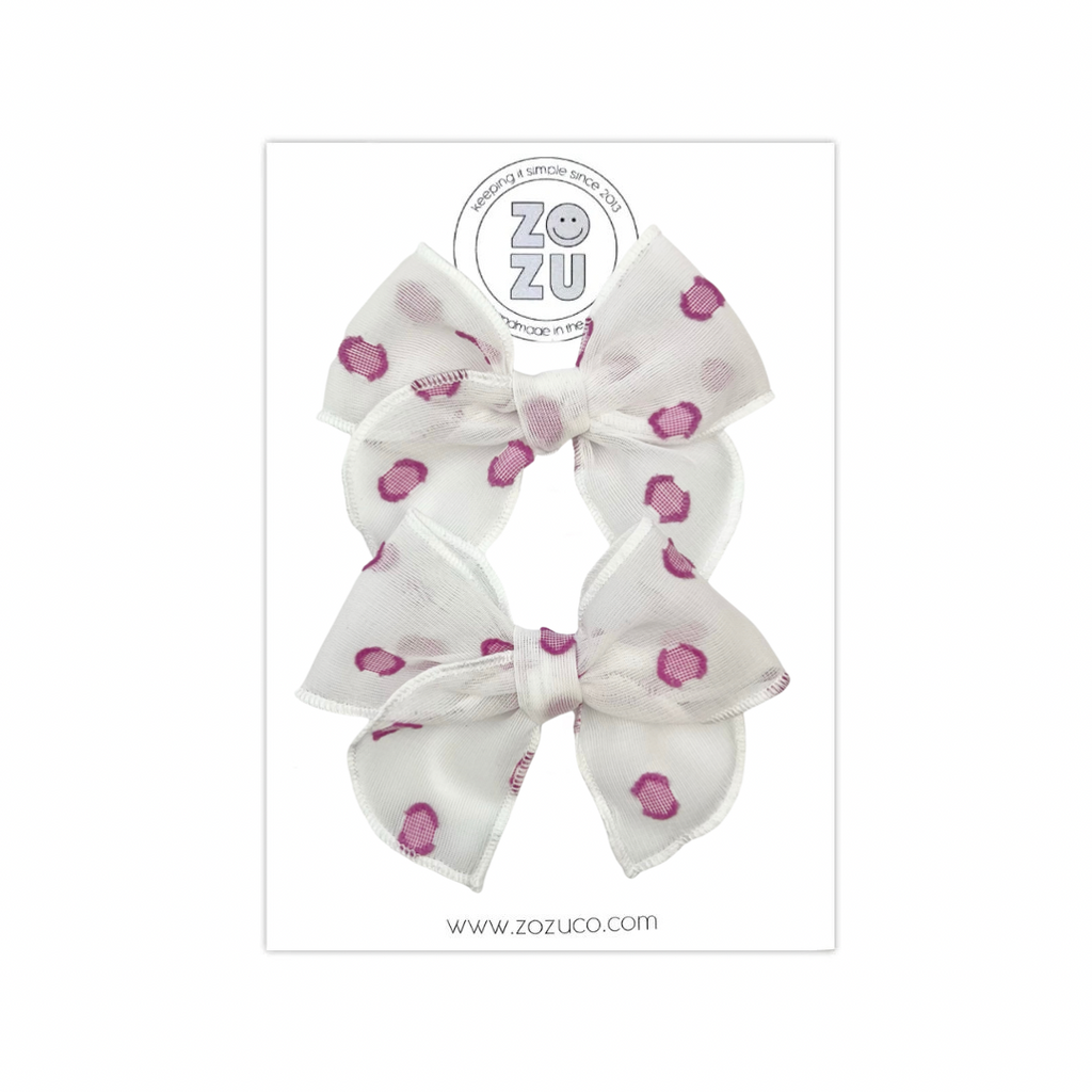 Orchid Flocked Dot :: Mini Traveler Pigtail Set