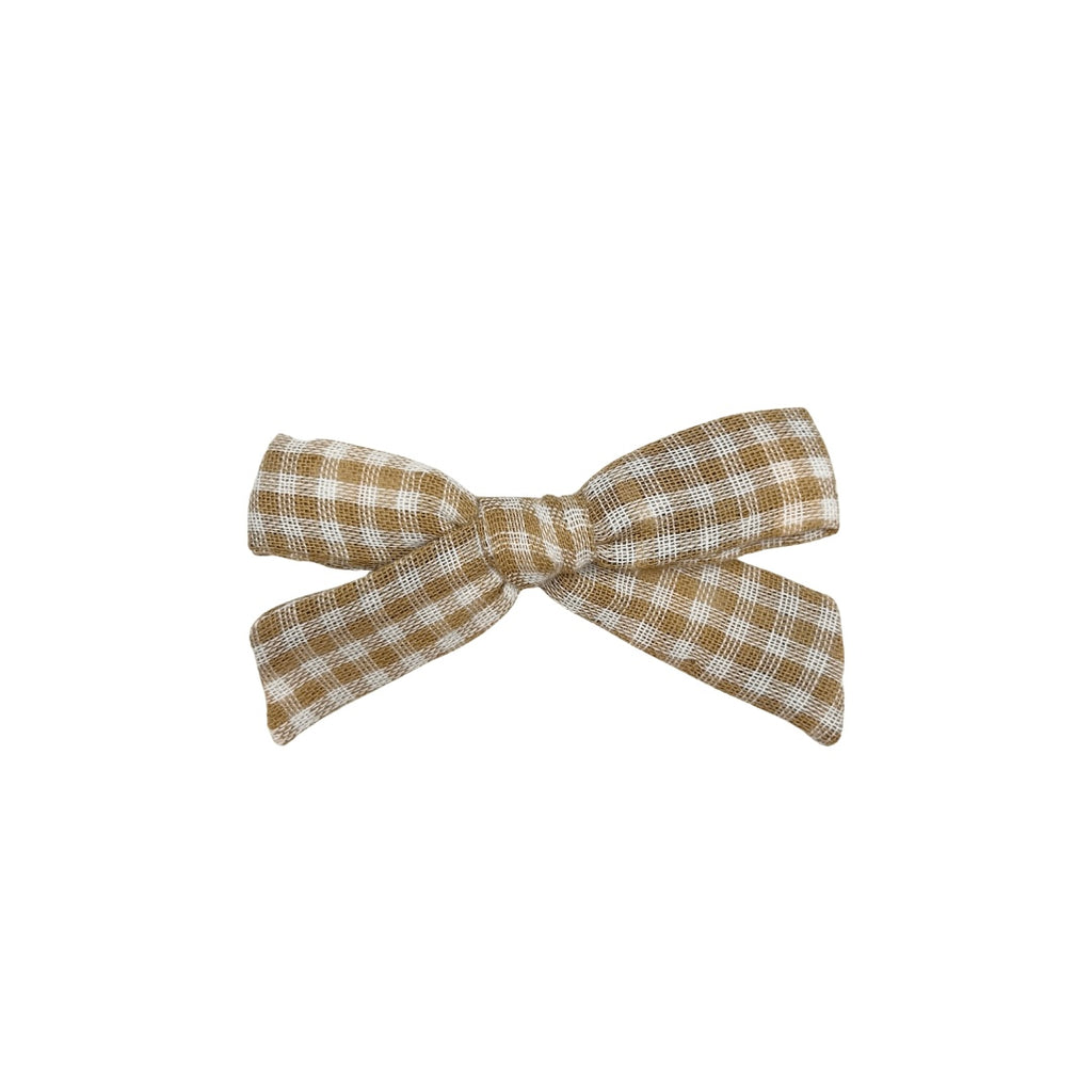 Tan Gingham :: Mini Explorer Bow