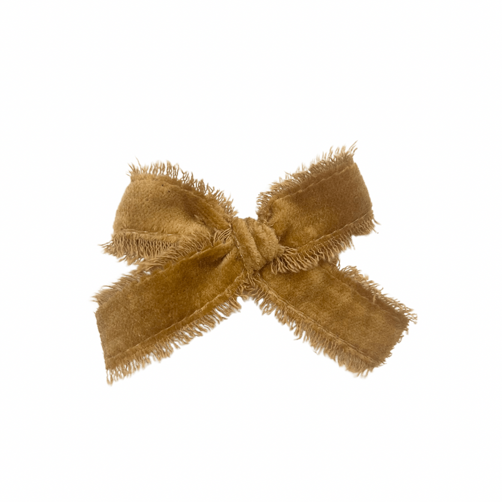 Caramel Raw Edge Velvet :: Ribbon Mini Explorer Bow